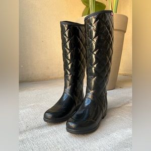 HUNTER Black Quilted Tall Rainboots